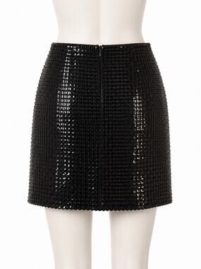 Carmen Marc Valvo Collection Black Sequin Mini Skirt Size 4 Cocktail Party